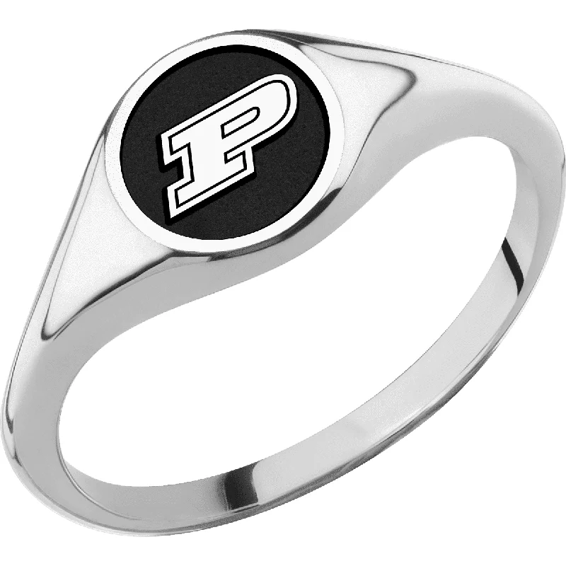 Ladies Rings with Flame Spark-Purdue University Custom Collegiate Cobalt Chrome Signet Ring