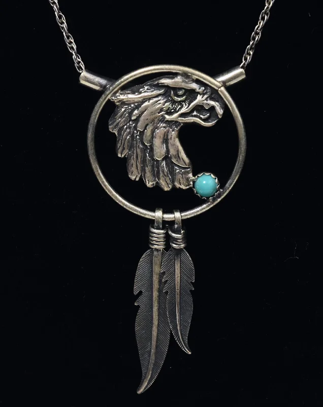 Galaxy gleam necklaces -Sterling Silver Turquoise Griffin Pendant Necklace - 18"