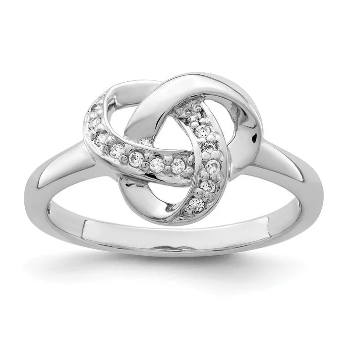 Ladies Rings for Work Spark-Sterling Silver CZ Love Knot Ring