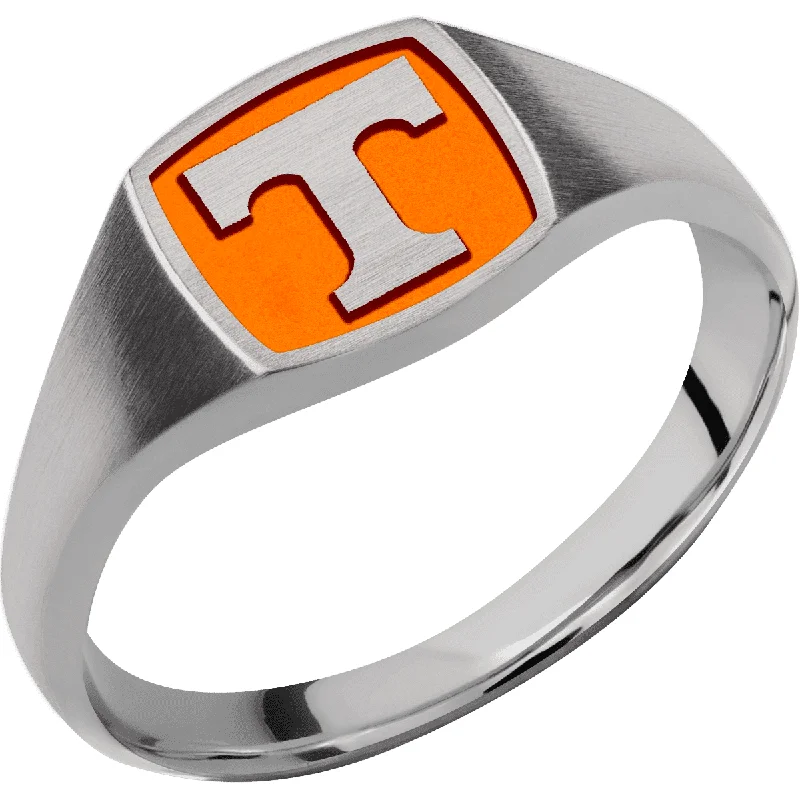 Ladies Rings with Silver Spark-University of Tennessee Custom Collegiate Titanium Signet Ring