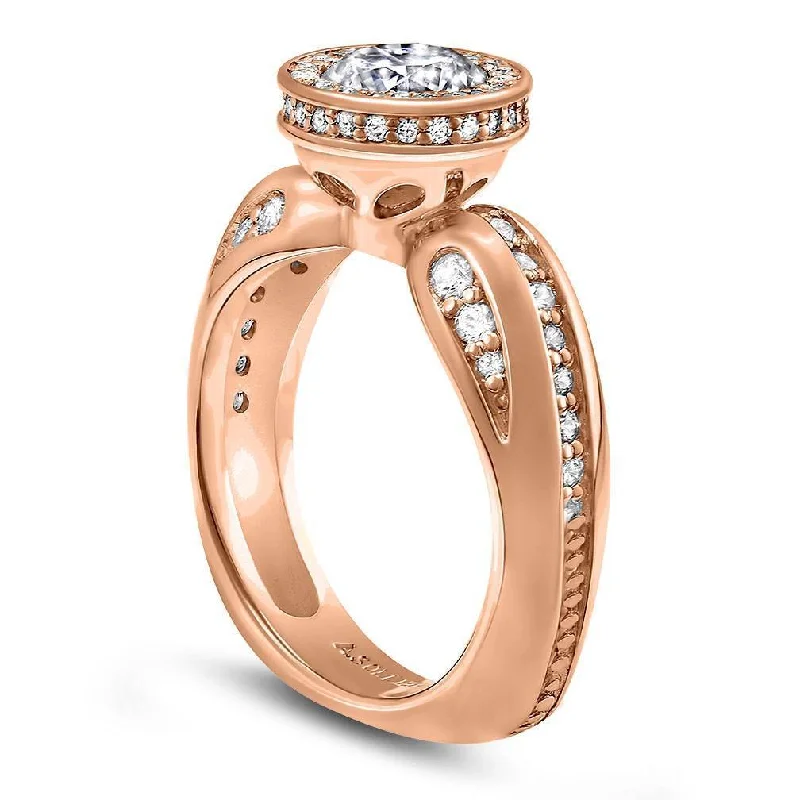 Ladies Engagement Rings Square Spark-Modern Sensuality Diamond Halo Grace Engagement Ring