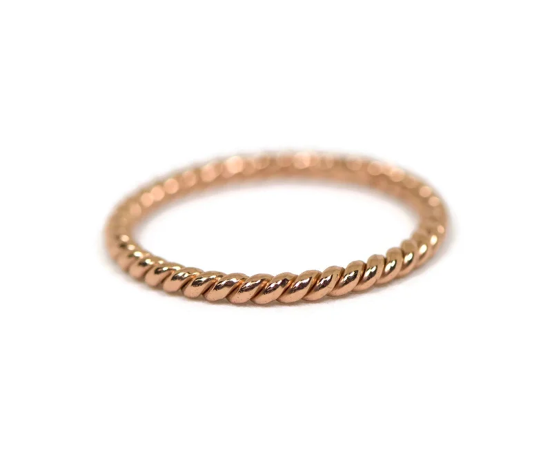 Ladies Rings Thick Spark-Sterling Silver 22k Rose Gold Plated Twisted Stacking Ring