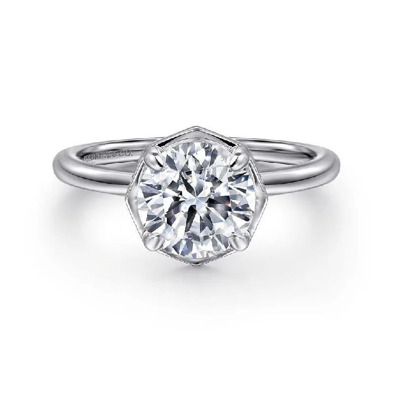 Ladies Engagement Rings Deco Spark-Gabriel & Co Cassi - 14K White Gold Round Diamond Engagement Ring