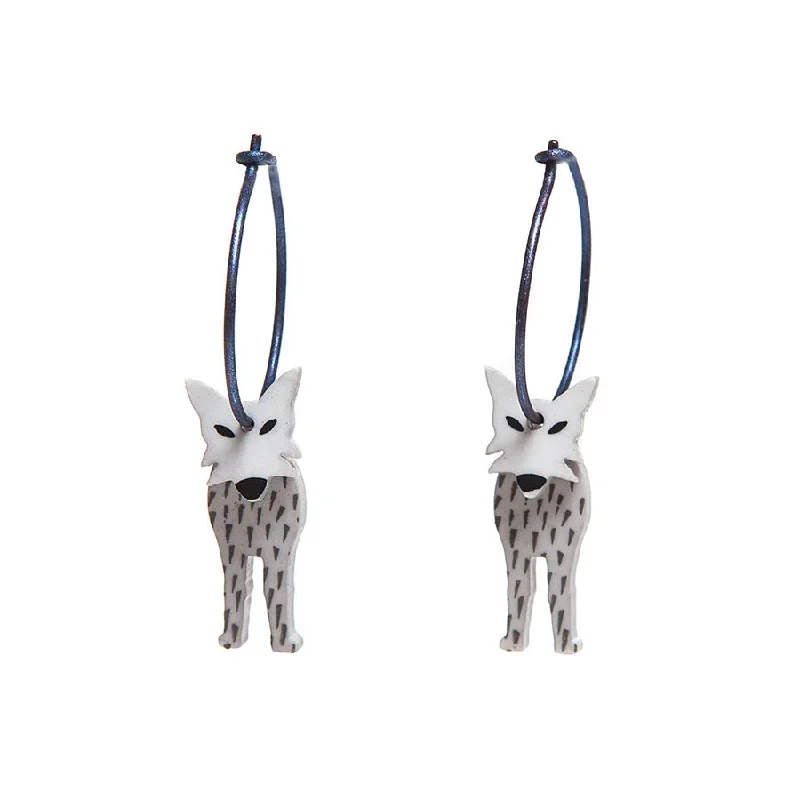 Ladies Earrings for Travel Shine-Lene Lundberg K Form Grey Wolf Earrings