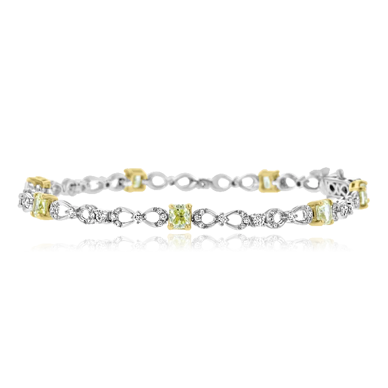 Ladies glittering spark bracelets -14KT WHITE GOLD 2.35CTW YELLOW & 0.85CTW DIAMOND BRACELET