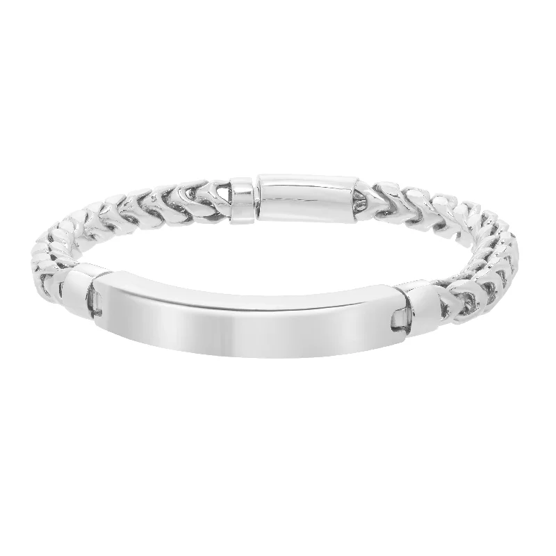 Ladies anniversary gleam bracelets -Silver Woven D Bracelet