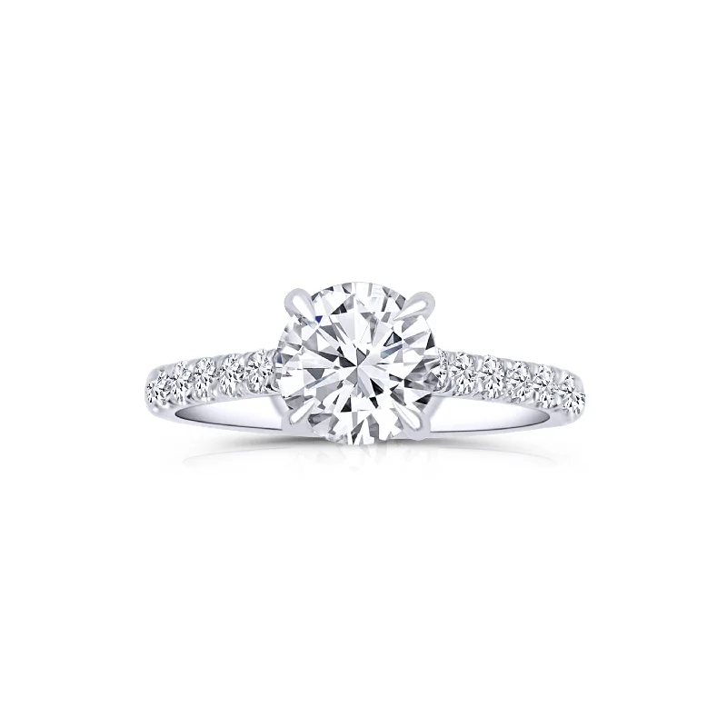 Ladies Engagement Rings with Idocrase Spark-14K White Gold Round 1.50 Carat Diamond with 0.52ctw Diamond Accents Engagement Ring