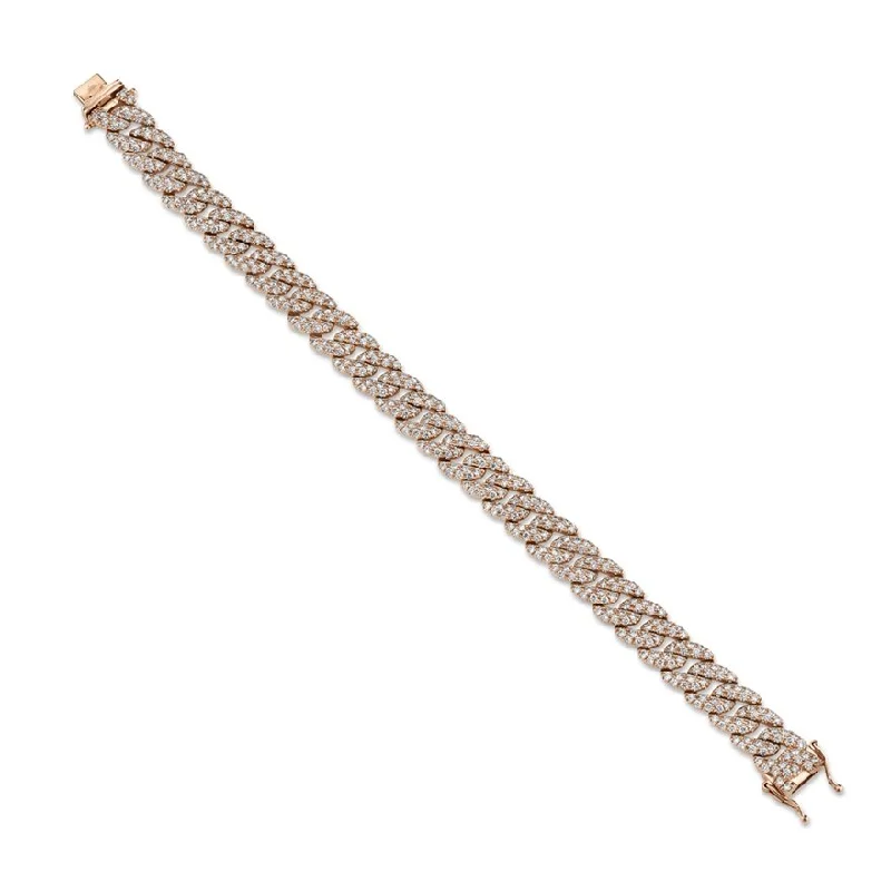 Ladies slender band bracelets -14KT Gold 4.83 CTW Diamond Pave Curb Link Bracelet