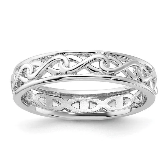 Ladies Rings with Pure Danburite-Sterling Silver Stackable Expressions Carved Infinity Band Ring