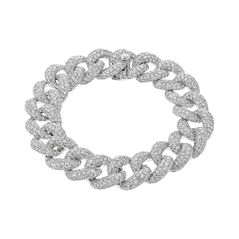 Ladies timeless vintage bracelets -18KT White Gold 21.33 CTW Diamond Pavé Chain Link Bracelet