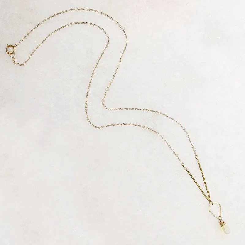 Sleek pendant necklaces -Opal Drop Necklace with Handmade Gold Detail by brunet