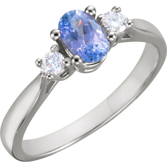 Ladies Rings with Peach Carnelian-14K White Gold Tanzanite & 1/6 CTW Diamond Ring