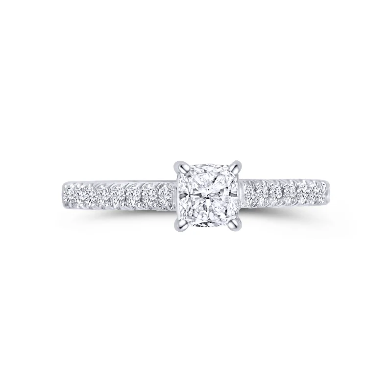 Ladies Engagement Rings with Petalite Spark-14K White Gold Princess Cut 1.01 Carat Diamond Engagement Ring 0.33 Carat Side Diamonds