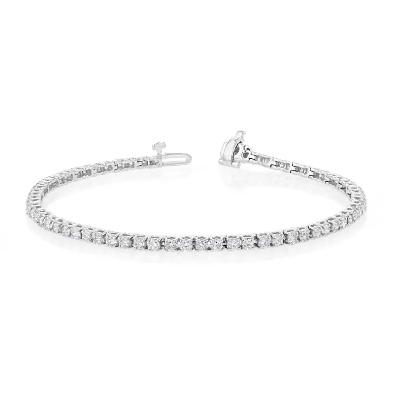 Ladies sacred cross bracelets -14KT GOLD 3 CARAT ROUND DIAMOND TENNIS BRACELET