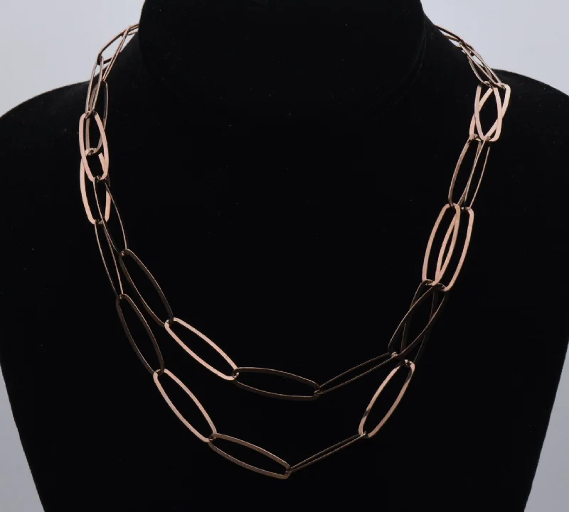 Braided weave necklaces -Vintage Copper Tone Sterling Silver Oval Link Chain Necklace - 35.5"