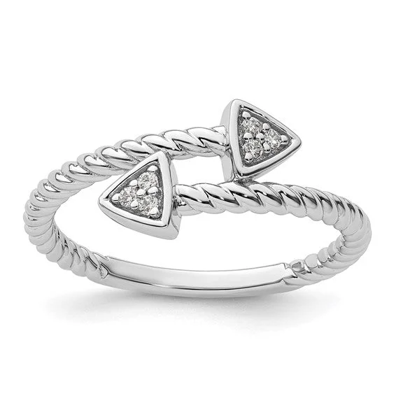 Ladies Rings Petite Shine-White Ice Sterling Silver Diamond Arrow Ring