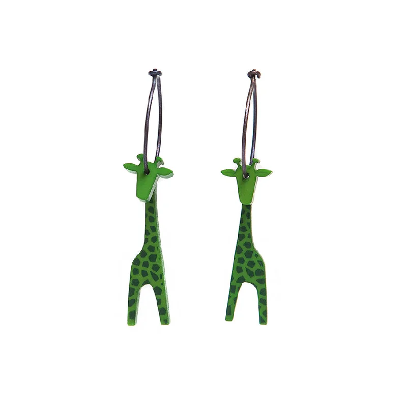 Ladies Earrings with Ruby Spark-Lene Lundberg K Form Green Giraffe Earrings