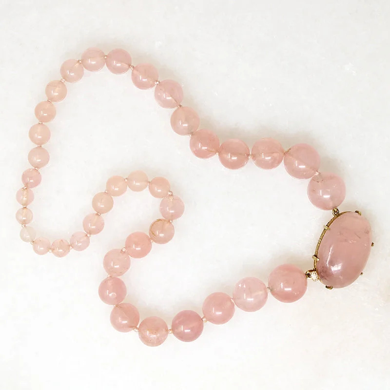 Moonlit spark necklaces -Blushing Rose Quartz Bead & Gold Necklace