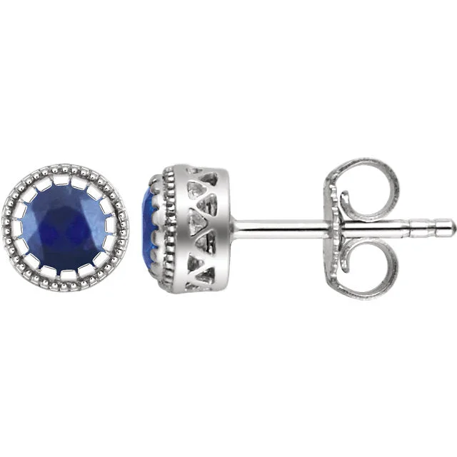 Ladies Earrings for Dream Shine-14K White Gold Genuine Blue Sapphire September Birthstone Earrings