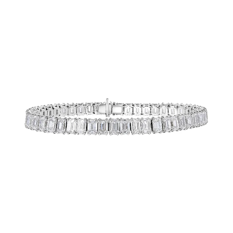 Ladies sacred cross bracelets -18KT WHITE GOLD 23.77 CTW EMERALD DIAMOND TENNIS BRACELET