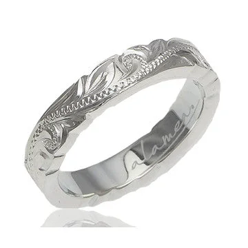 Ladies Rings with Filigree Spark-Sterling Silver Hawaiian Floral Scroll 4mm Alamea Hawaii Ring