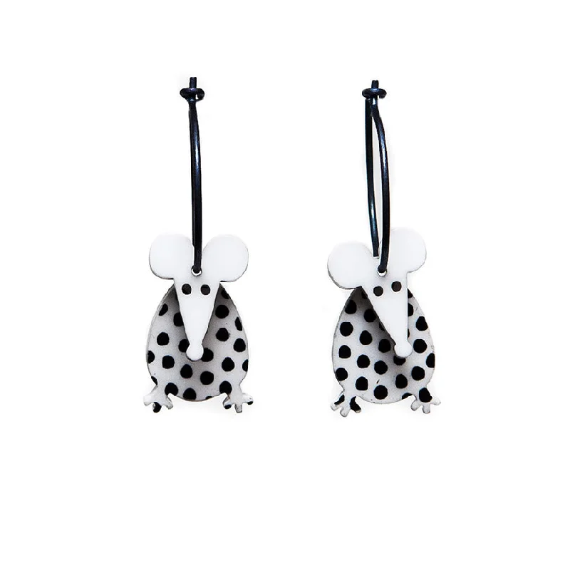 Ladies Earrings for Gala Spark-Lene Lundberg K-Form Grey/Black Spotty Mouse Earrings