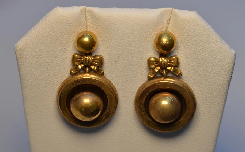 Ladies Earrings for Work Shine-Antique Victorian 14K Yellow Gold Earrings