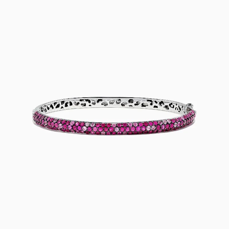 Ladies motherly love bracelets -Splash Sterling Silver Pink Sapphire and Ruby Bangle, 4.24 TCW