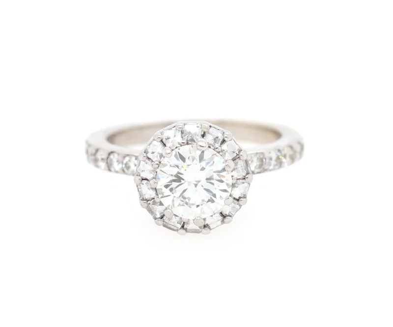 Ladies Engagement Rings Organic Spark-2.06ctw Round Diamond Halo Engagement Ring in 18K