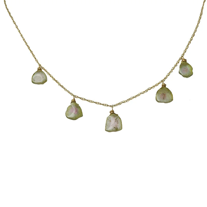 Hefty gleam necklaces -Watermelon Tourmaline Necklace by brunet