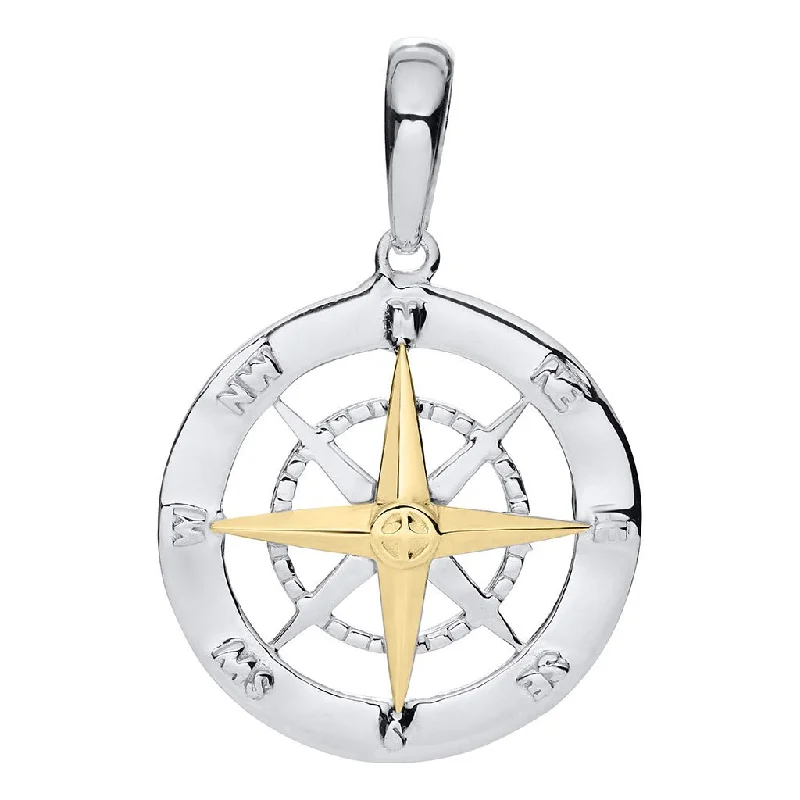 Natural essence necklaces -LeStage® Cape Cod : Evening Tide -  Two Toned Compass Rose Necklace