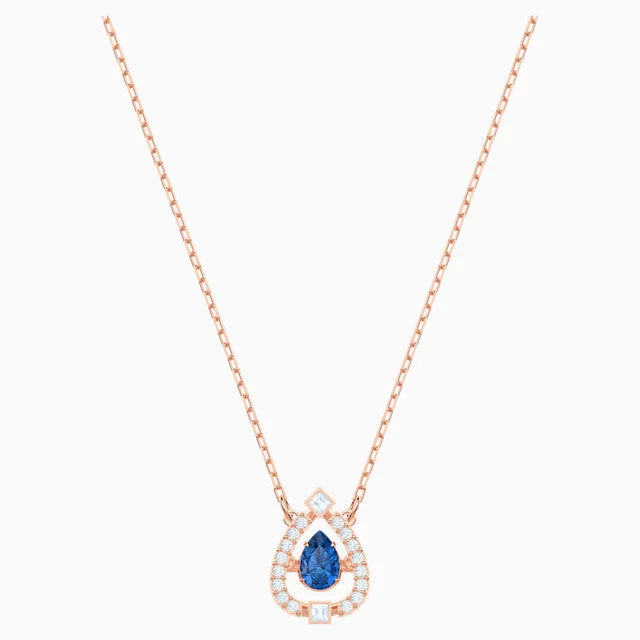 Confident gleam necklaces -Swarovski Sparkling Dance Pear Necklace Blue