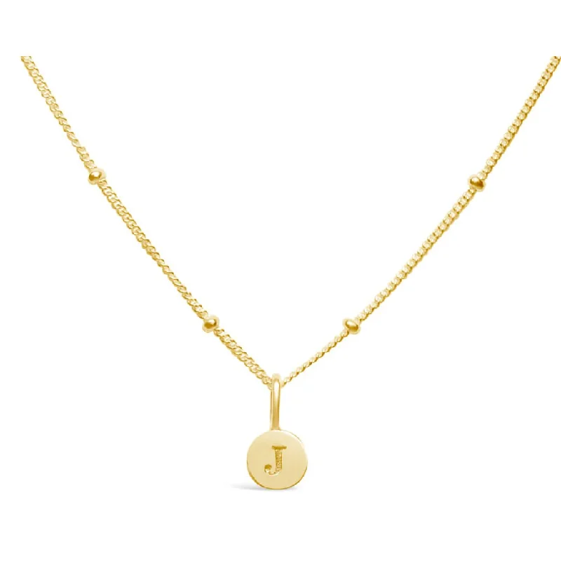 10K gold gleam necklaces -Stia : Love Letter "J" Mini Disk Necklace in Gold