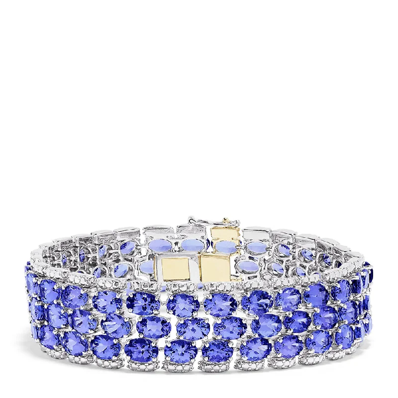 Ladies starry guide bracelets -Sterling Silver with 14K Yellow Gold Lock Tanzanite Bracelet, 50.00 TCW