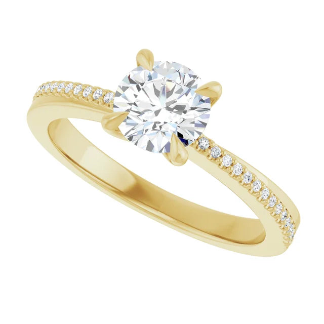 Ladies Engagement Rings Bezel Glow-Custom Item - 14K Yellow Gold 6 mm Round Engagement Ring, Complete