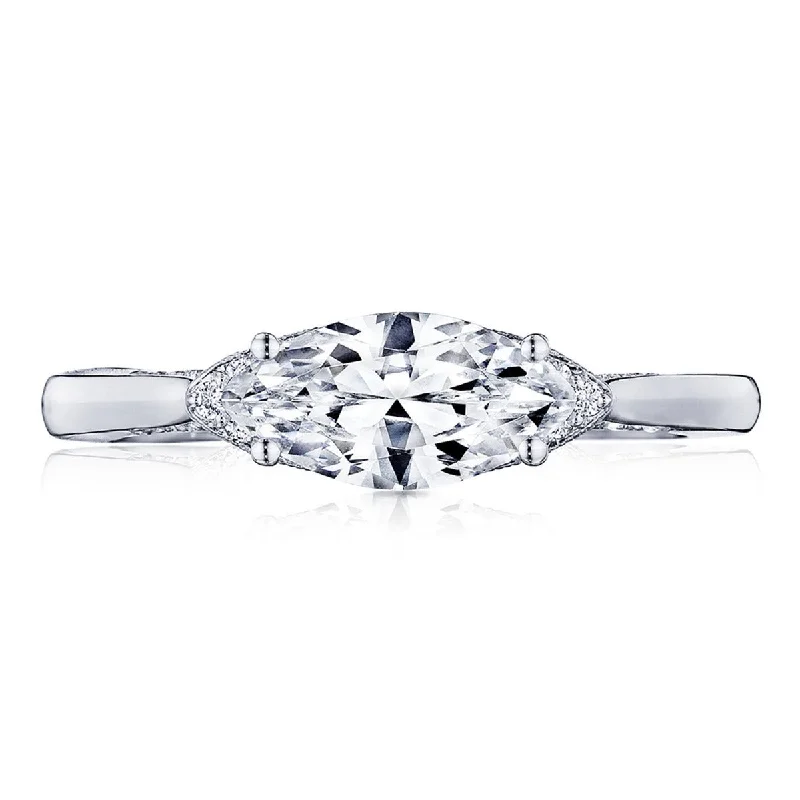 Ladies Engagement Rings with Pyroxmangite Shine-Simply Tacori Platinum Diamond Engagement Ring 0.09ctw 2654MQ10X5