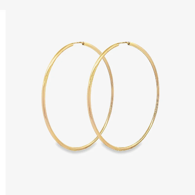 Ladies Earrings with Heart Shine-Classic 1.5mm Round Gold Endless Hoop Earrings