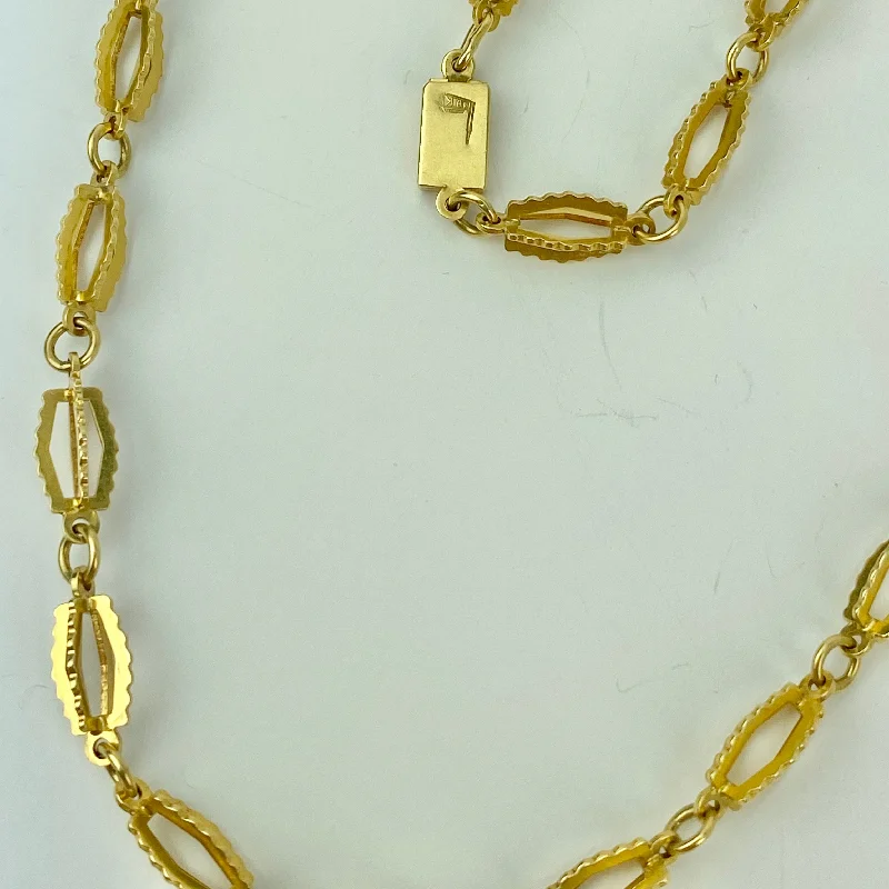 Fanciful gleam necklaces -Estate Collection - Necklace 18K Yellow Gold Fancy Link Chain