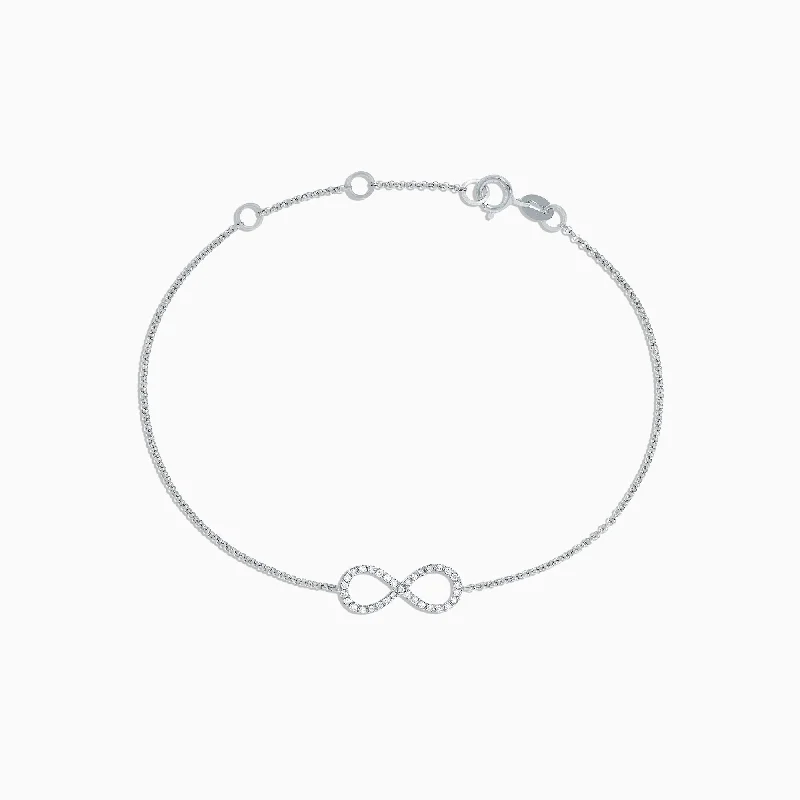 Ladies adventure spirit bracelets -Novelty 14K White Gold Diamond Infinity Bracelet, 0.12 TCW