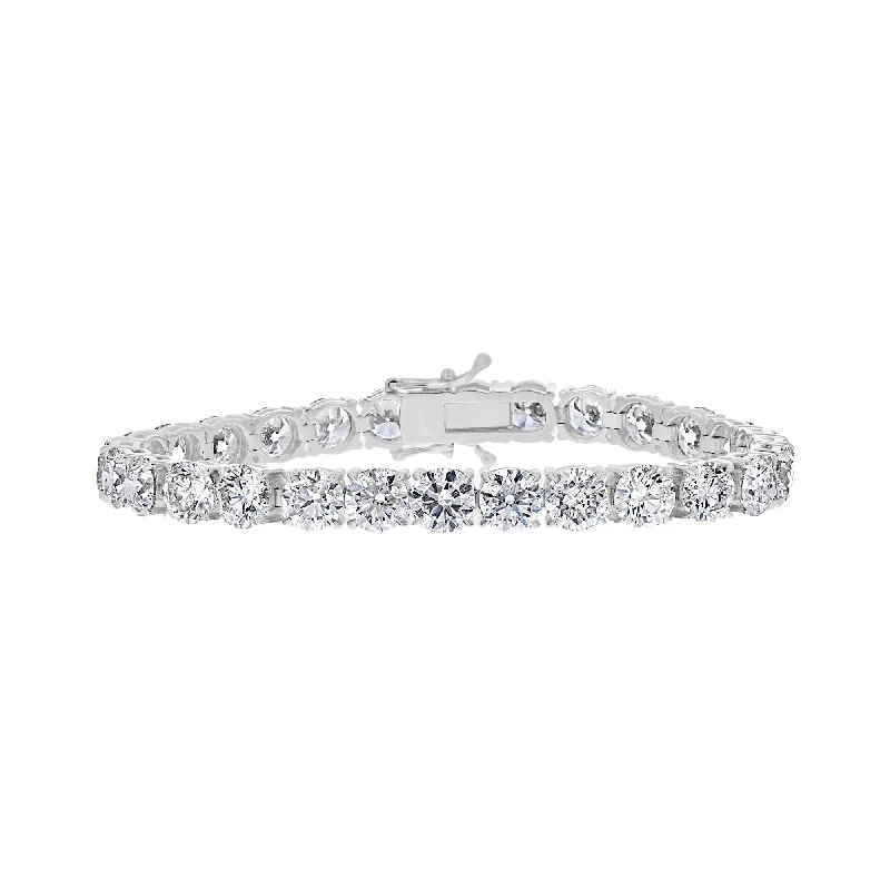 Ladies delicate link bracelets -18KT WHITE GOLD 28.86 CTW ROUND DIAMOND TENNIS BRACELET