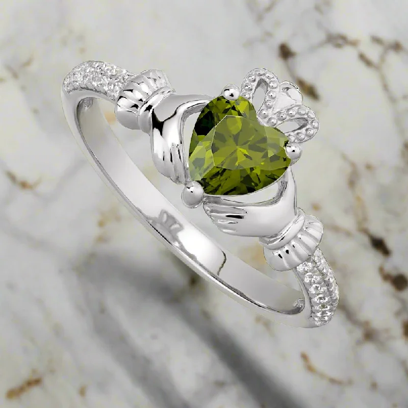 Ladies Rings for Founder Spark-August Claddagh Birthstone Ring