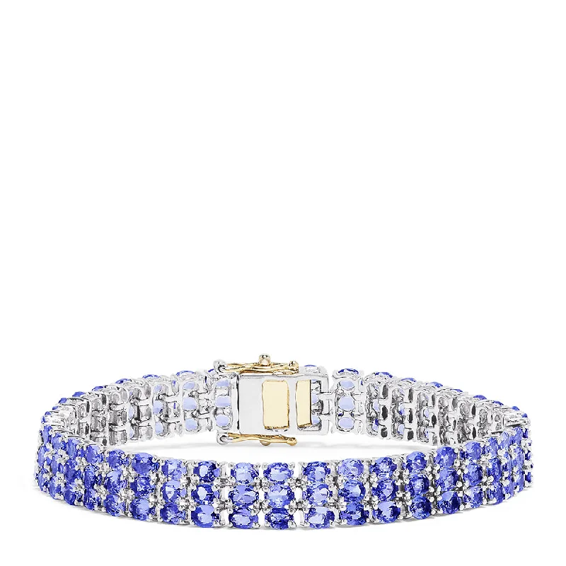 Ladies dragon breath bracelets -Sterling Silver with 14K Yellow Gold Lock Tanzanite Bracelet, 20.00 TCW