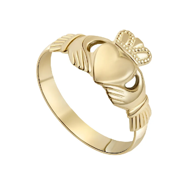 Ladies Rings with Wing Shine-Lightweight Gold Claddagh Ring | New In