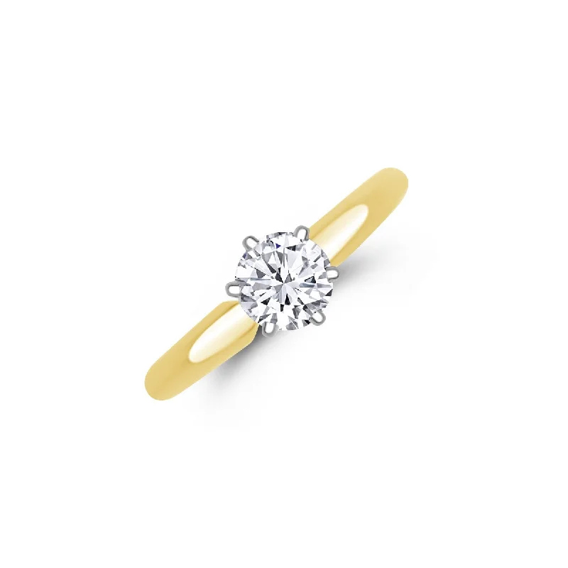 Ladies Engagement Rings Celestial Spark-14K Yellow Gold Round 0.70 Carat Diamond 6 Prong Engagement Ring