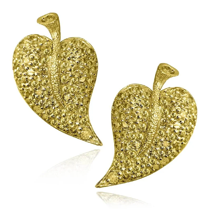 Ladies Earrings with Silver Glow-Gold Leaf Earrings