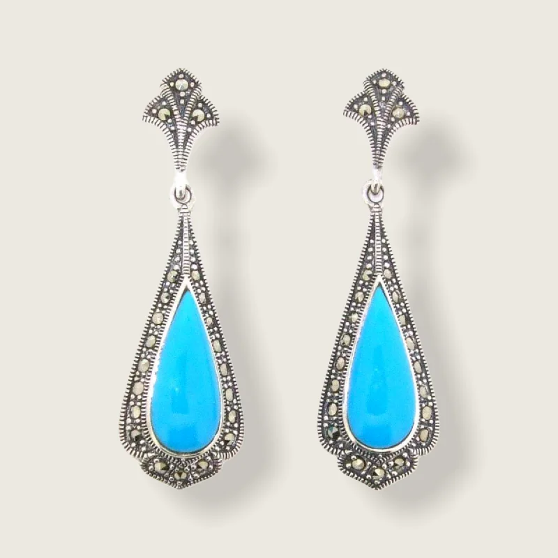 Ladies Earrings for Grandma Spark-Tear Drop Turquoise Blue Earrings