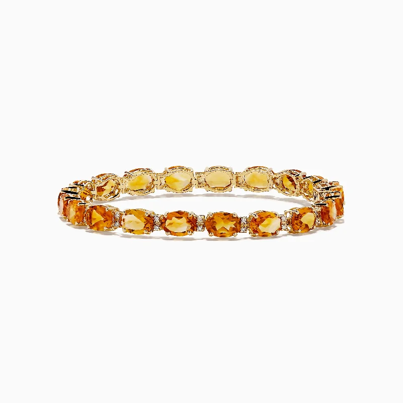 Ladies yoga calm bracelets -Sunset 14K Yellow Gold Citrine Tennis Bracelet 19.15 TCW