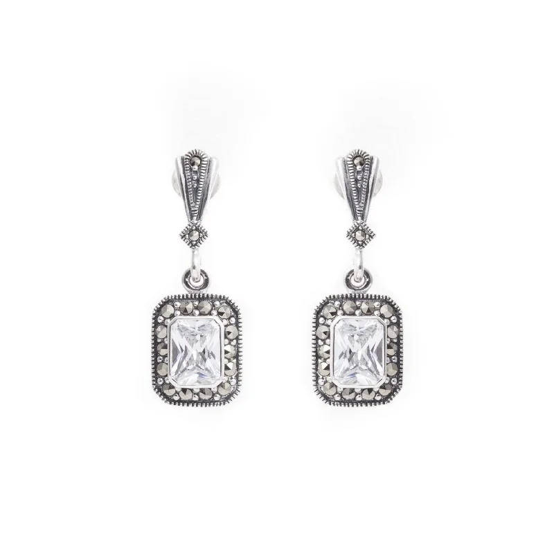 Ladies Earrings for Activist Spark-Square Clear Cubic Crystal Earrings