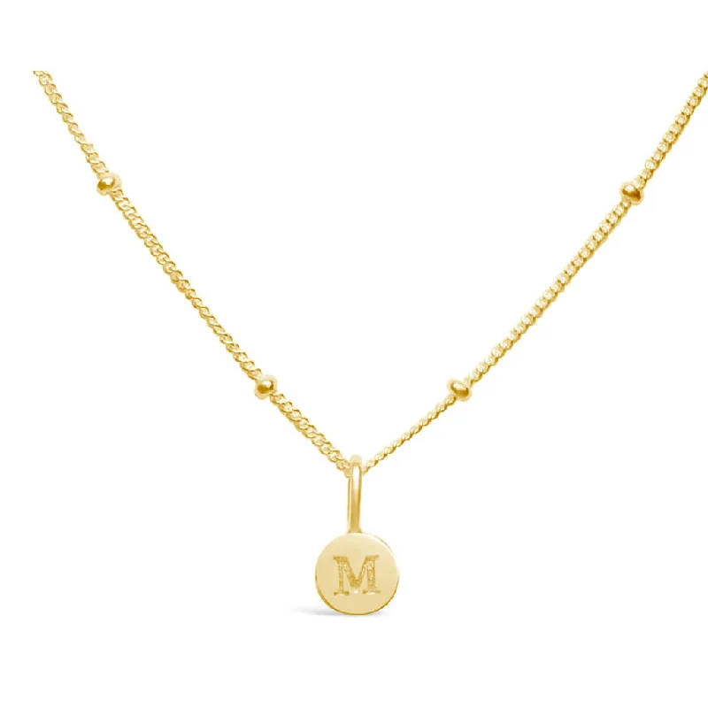 Vibrant fashion necklaces -Stia : Love Letter "M" Mini Disk Necklace in Gold