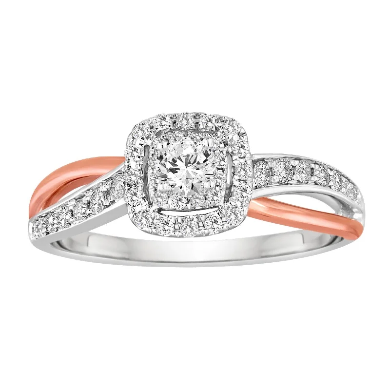 Ladies Engagement Rings Marquise Shine-14k White and Rose Gold Crossover Halo Diamond Engagement Ring BLISS12-E-Size 5